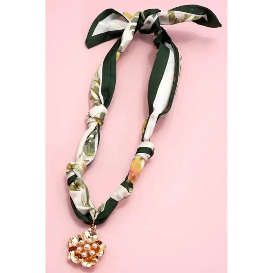Josslyn By Wall To Wall - Women's Knotted Scarf Layering Flower Charm Necklace