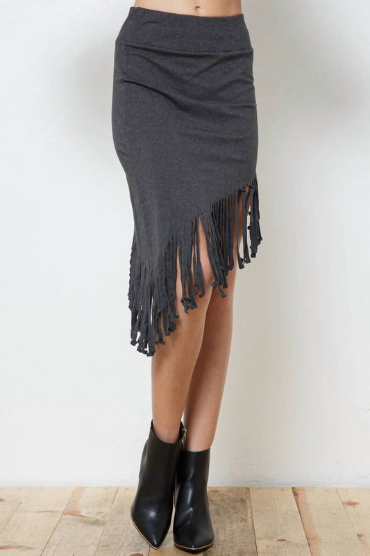 Blue B - Asymmetrical Fringe French Terry Skirt
