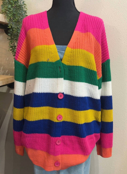 Bibi - Women's Rainbow Button-up Cardigan
