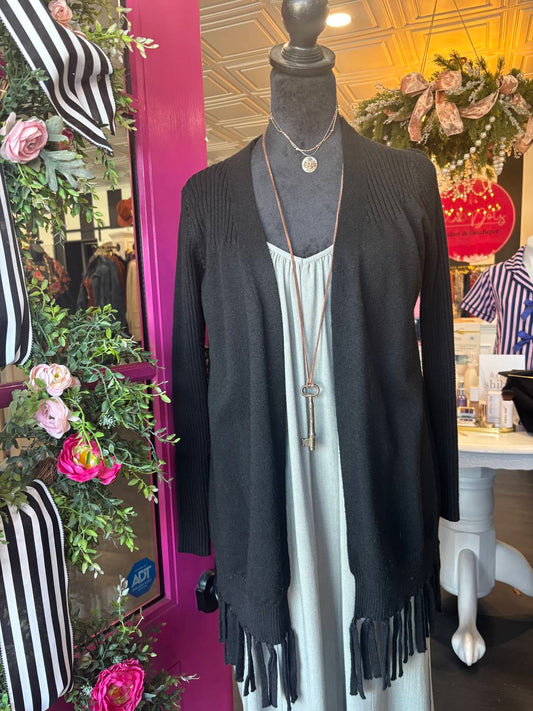 Heathmoor - Women's Sweater Cardigan With Bottom Fringe