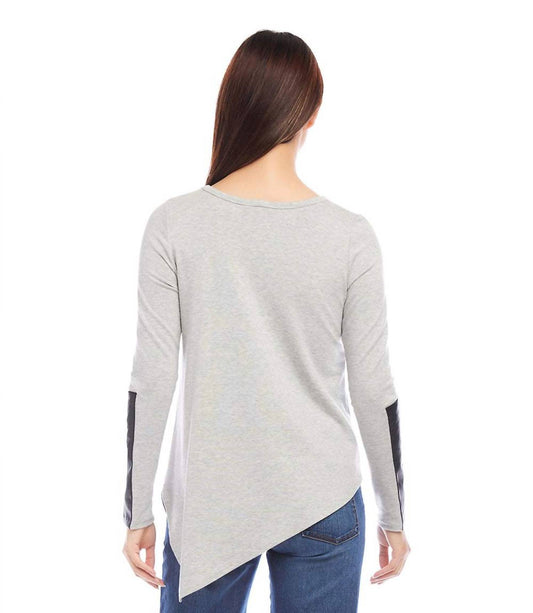 Karen Kane - Vegan Leather Long Sleeve Trim Top