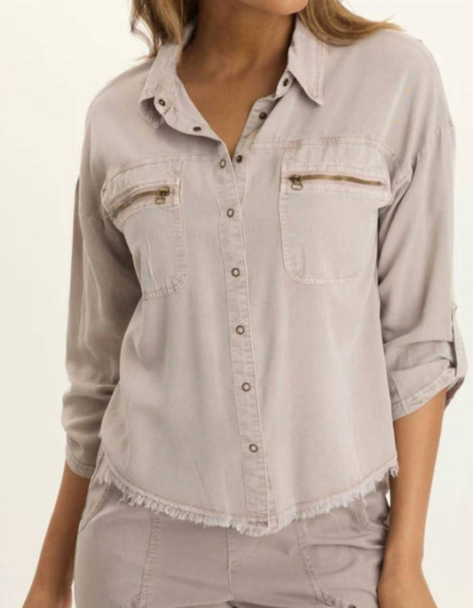 Wearables - Pigment Knapp Distressed Cargo Button Up Top