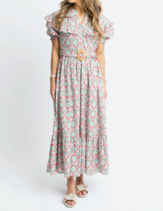 Karlie - Paris Floral Peter Pan Belted Maxi Dress