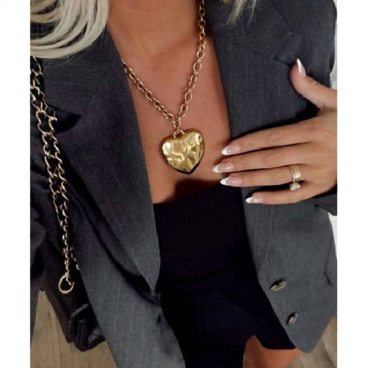 Chansuttpearls - Women's Hammered Heart Pendant Necklace