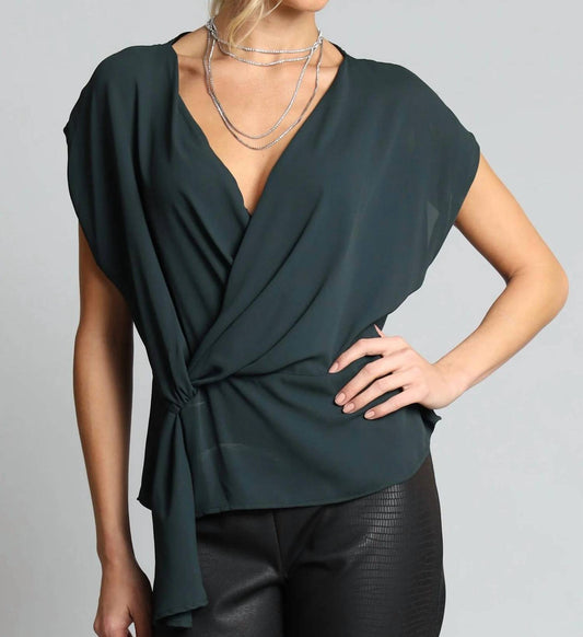 Lola & Sophie - Asymmetric Drape V-neck Top