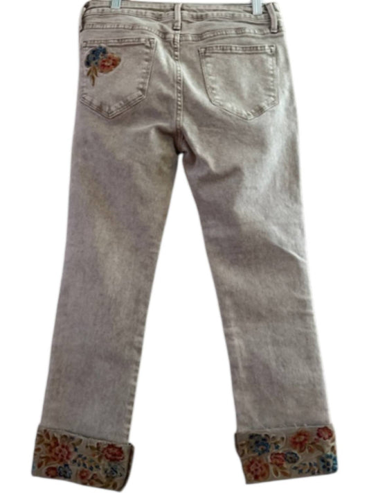 Driftwood - Colette Stretch Denim Embroidered Cuffed Cropped Straight Leg Jeans