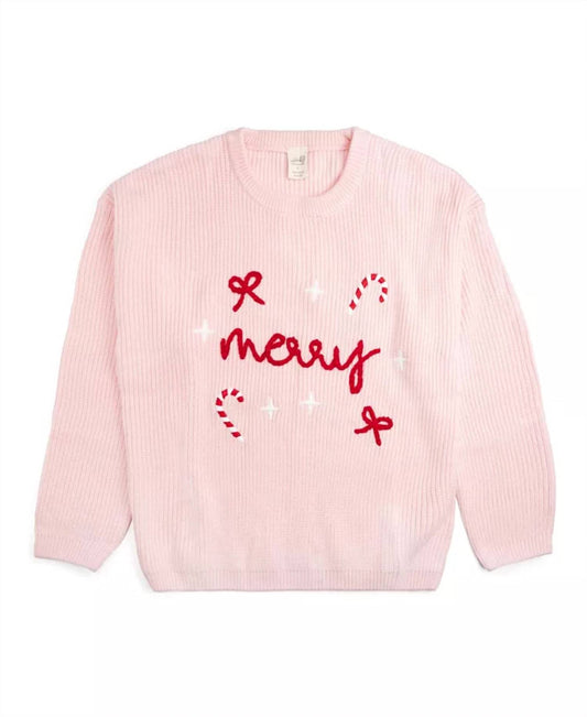 Sweet Wink - Girls Coquette Merry Christmas Knit Sweater