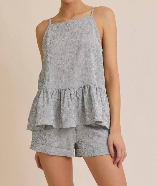 Gilli - Julia Spaghetti Strap Ruffle Hem Striped Top