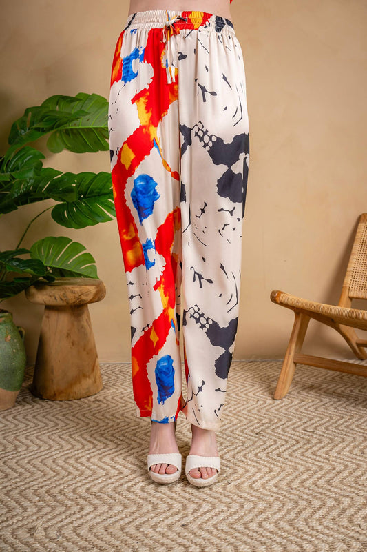 Paparazzi - Satin Abstract Print Pant