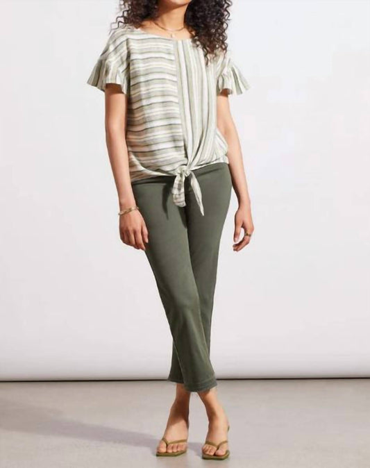 Tribal - Tie-front With Frilled Sleeve Blouse