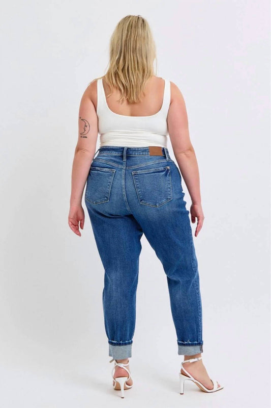 Judy Blue - Mid Rise Boyfriend Jeans With Cuff