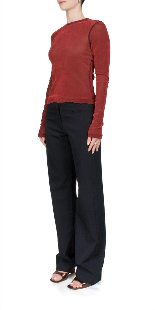 Priscavera - Velvet Mesh Long Sleeve Top