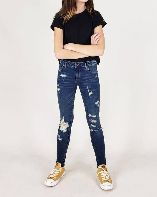 Tractr - Destructed Weekender Indigo Jeans