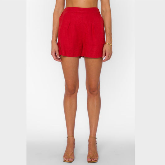 Velvet Heart - Fedra Salsa Pleated Pull-on Shorts