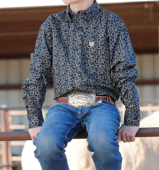 Cinch - Long Sleeve Geometric Print Button Down