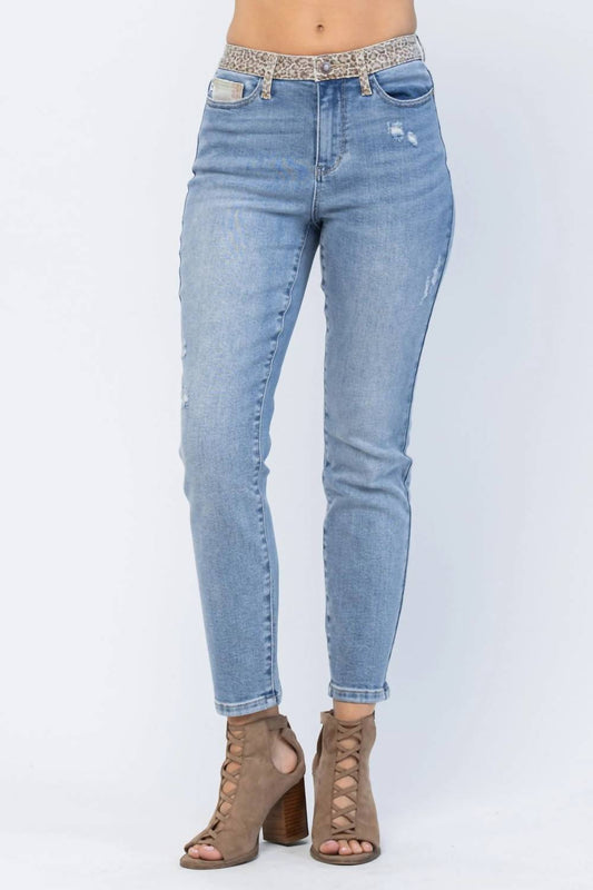 Judy Blue - Women's Cheetah Camo Block High Waist Slim Jeans