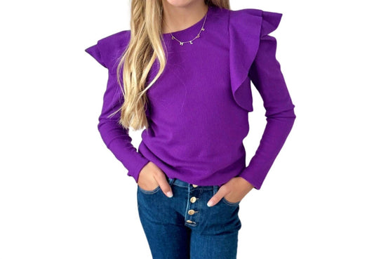 Mia - Girl's Flutter Sleeve Sweater