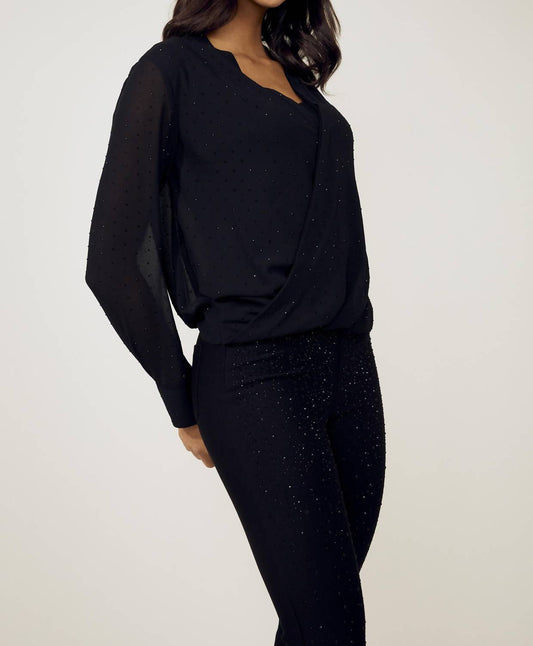 Frank Lyman - Bejweled V-neck Woven Blouse