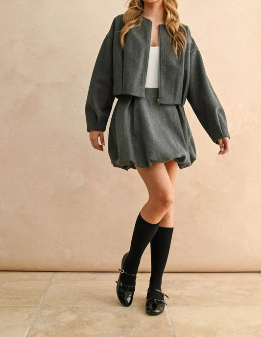 Miou Muse - Nina Pleated Detail Balloon Mini Skirt