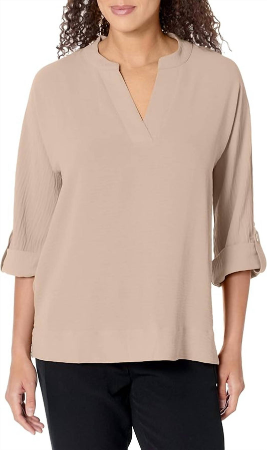 Multiples - Rolled Tab Cuffed Dolman Sleeve Top