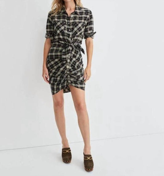 Veronica Beard - Sierra Plaid Flannel Ruched Shirt Dress