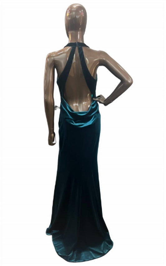 Halter neck velvet gown