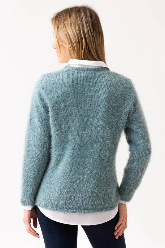 Marble - Fuzzy Removable Neck Sweater