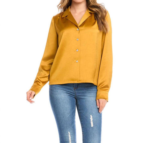Karen Kane - Georgia Satin Long Sleeve Button Down Shirt