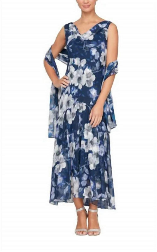 Alex Evenings - Floral Print Tea Length Dress