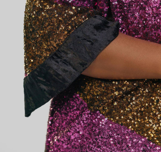 -Bl^Nk- - Sequin 3/34 Sleeve Duster - Plus