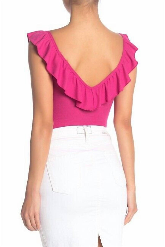 Socialite - Rib Ruffle Sleeveless V Neck Bodysuit