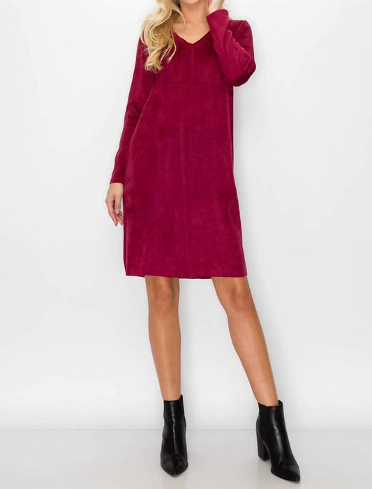 Joh - Aurora Stretch V-Neck Suede Dress