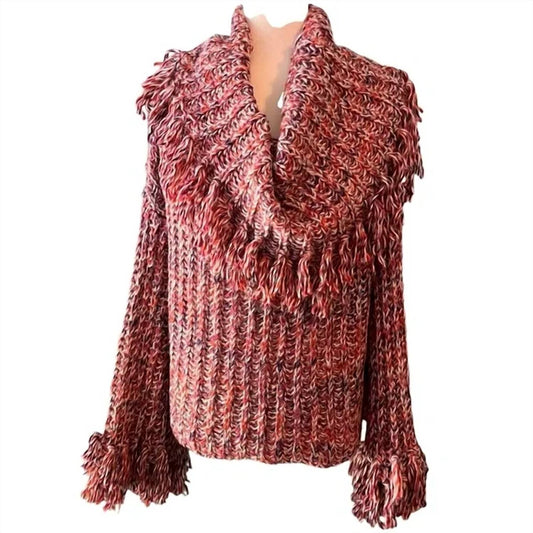 Free People - One Kinsley Wool Alpaca Blend Fringe Cowlneck Oversized Sweater