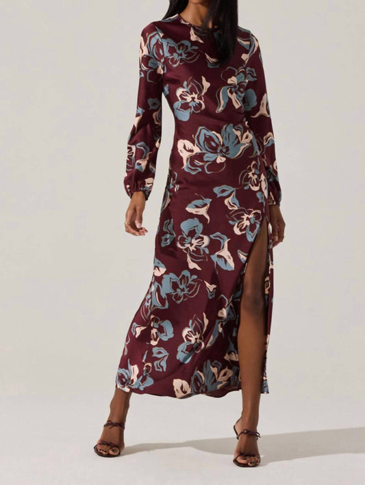 Astr - Elyse Satin Floral Midi Dress