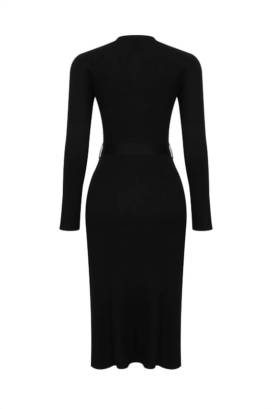 Rivir - Women's Collarline Knit Midi Dress