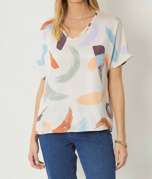 Entro - Brushstroke V-neck Top