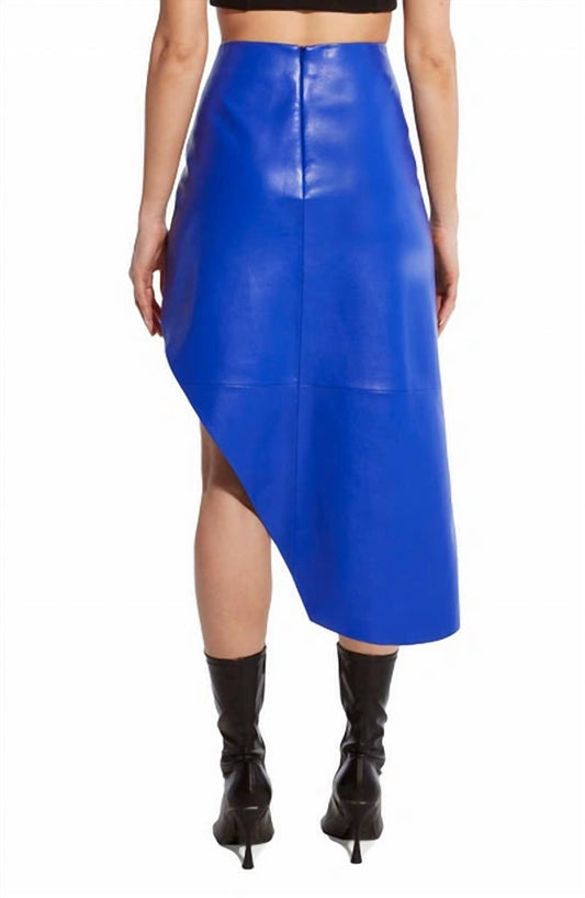 As By Df - Fallon Asymmetric Recycled Leather Midi Skirt Ultra Marine Blue