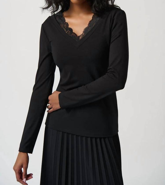 Joseph Ribkoff - Jersey and Lace Fitted Top