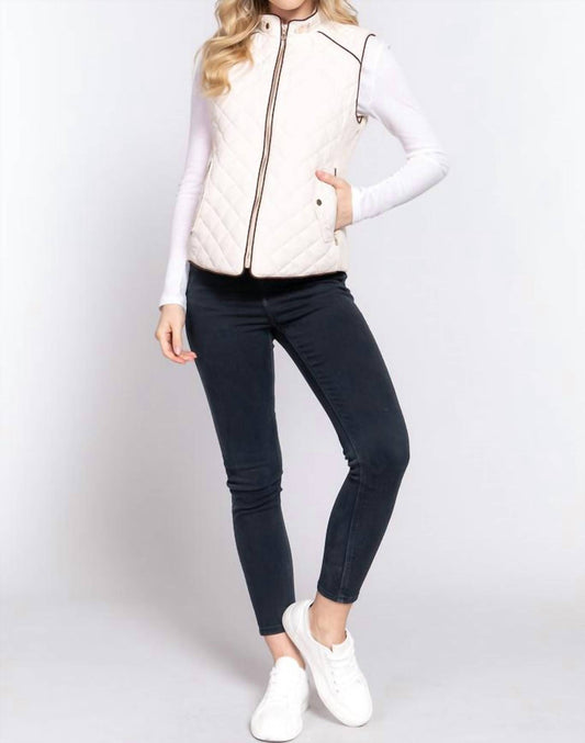 Active Basic - Suede Piping Detail Rib Quilted Vest