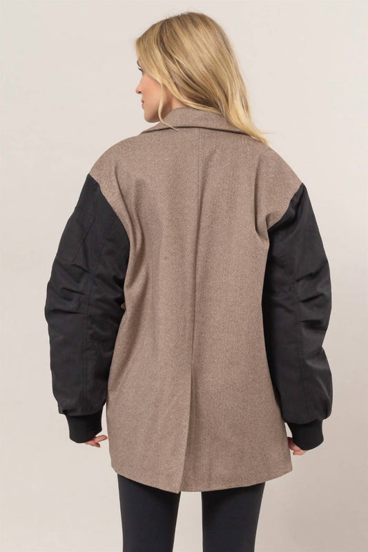 Hyfve - Herringbone Mixed Media Coat