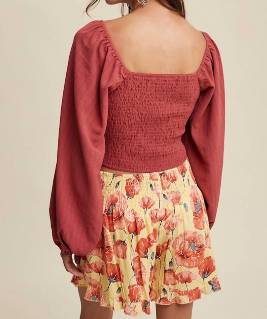 Listicle - Smocked Square Neck Top