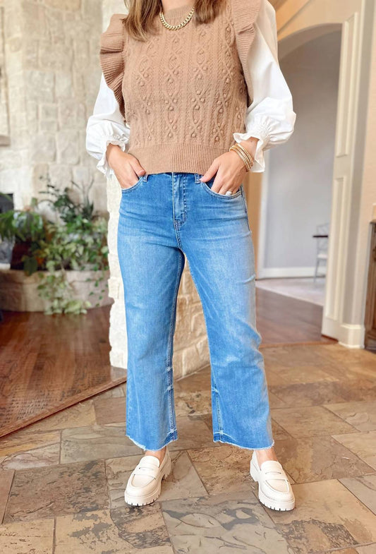 Lovervet - Jo High Rise Wide Leg Raw Hem Jeans