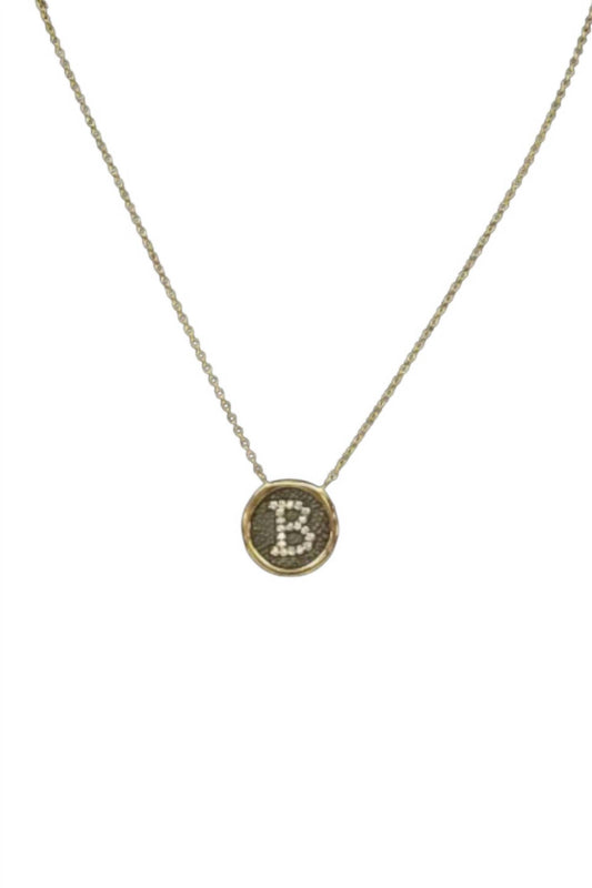 Bzk - Women's Initial Necklace: Circle Pave