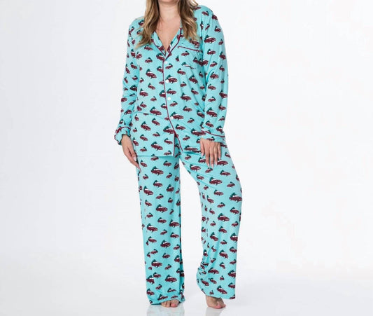 Kickee - Print Long Sleeve Collared Pajama Set