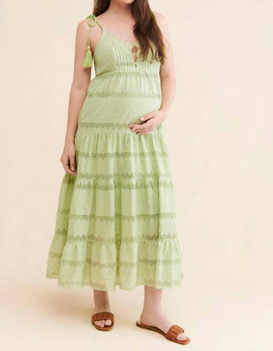 Emilia George - Grace Maternity Eyelet Tiered Midi Dress