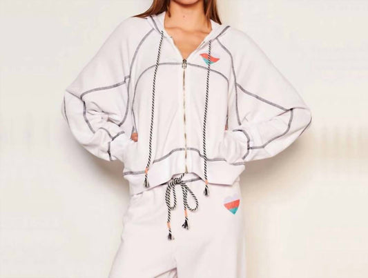 Sundry - Contrast Stitching Horizon Heart Zip Hoodie