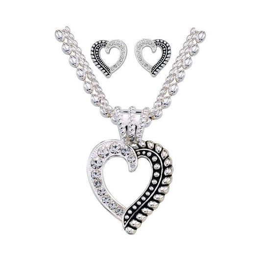 Montana Silversmiths - Women's Twisted Rope Crystals Heart Jewelry Set