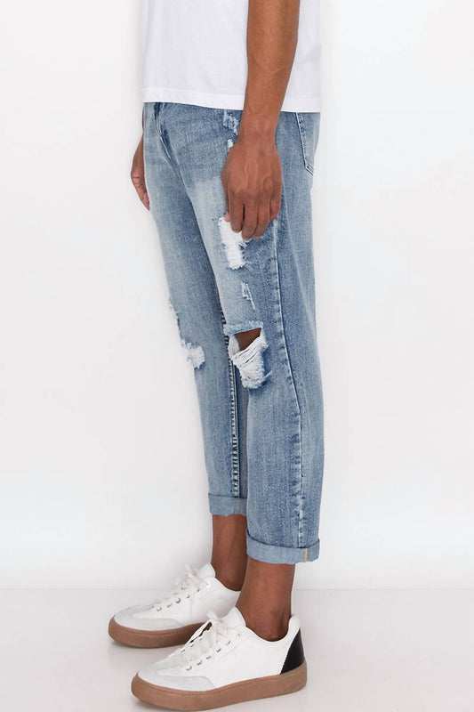 Victorious - Men's Distressed Cropped Denim Jeans
