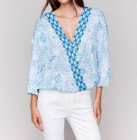 Charlie B - Printed Overlap Blouse