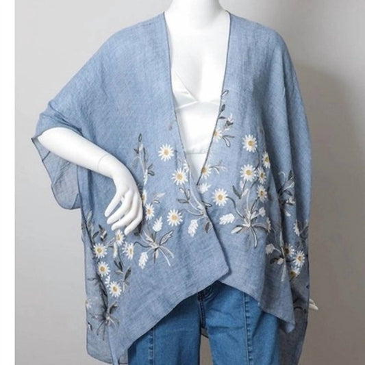 Leto - Women's Spring Daisy Woven Kimono Wrap
